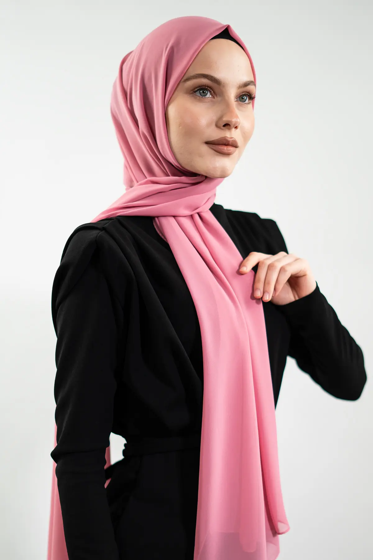 Chiffon Pink Shawl-detail