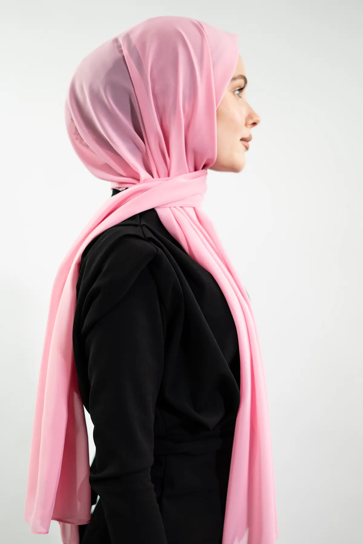 Chiffon Powder Pink Shawl-detail