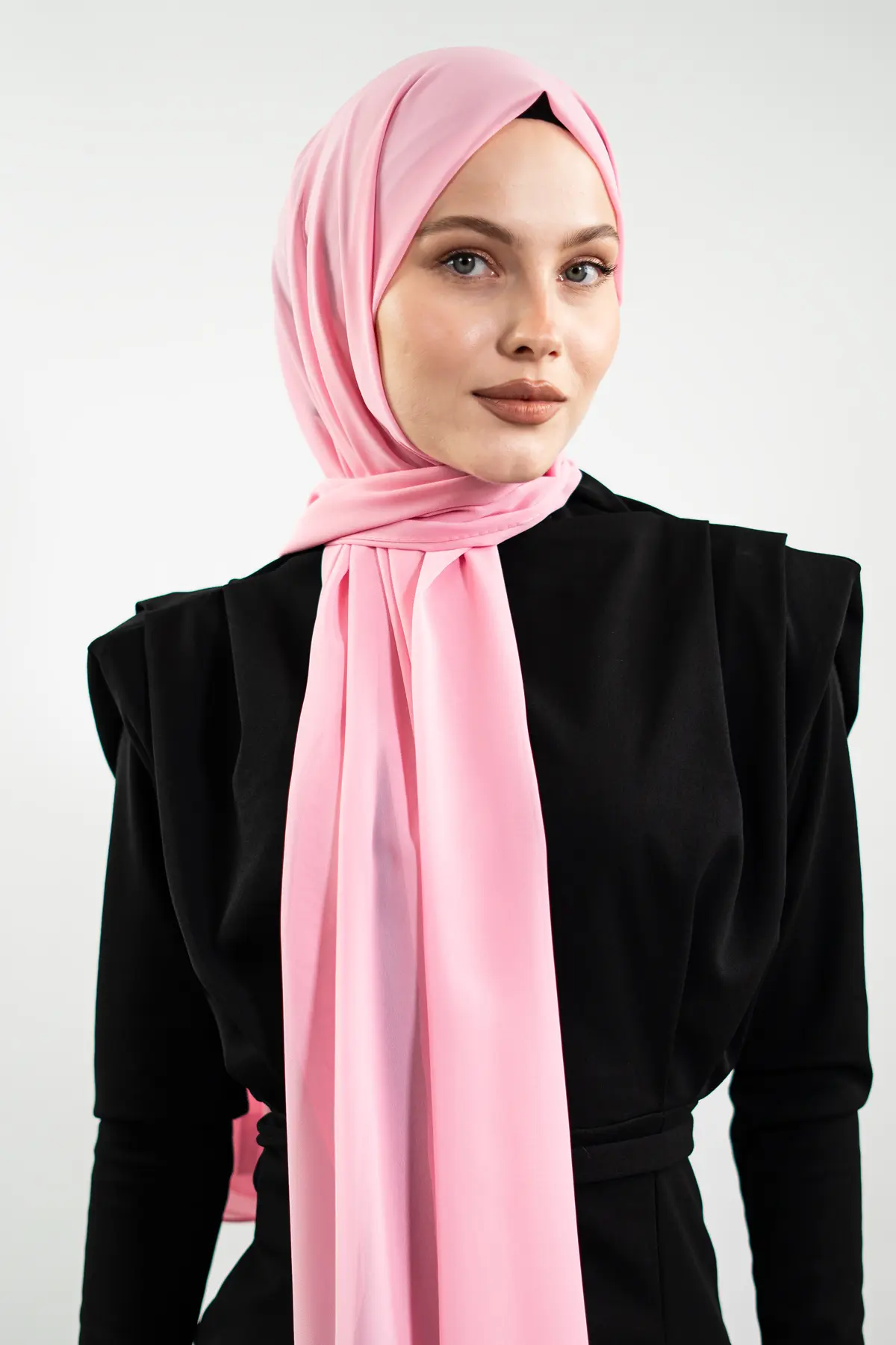 Chiffon Powder Pink Shawl-detail