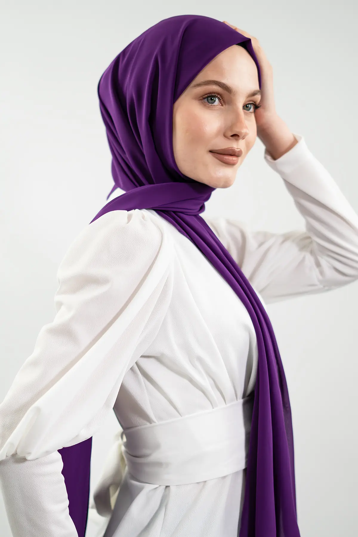 Chiffon Purple Shawl-detail