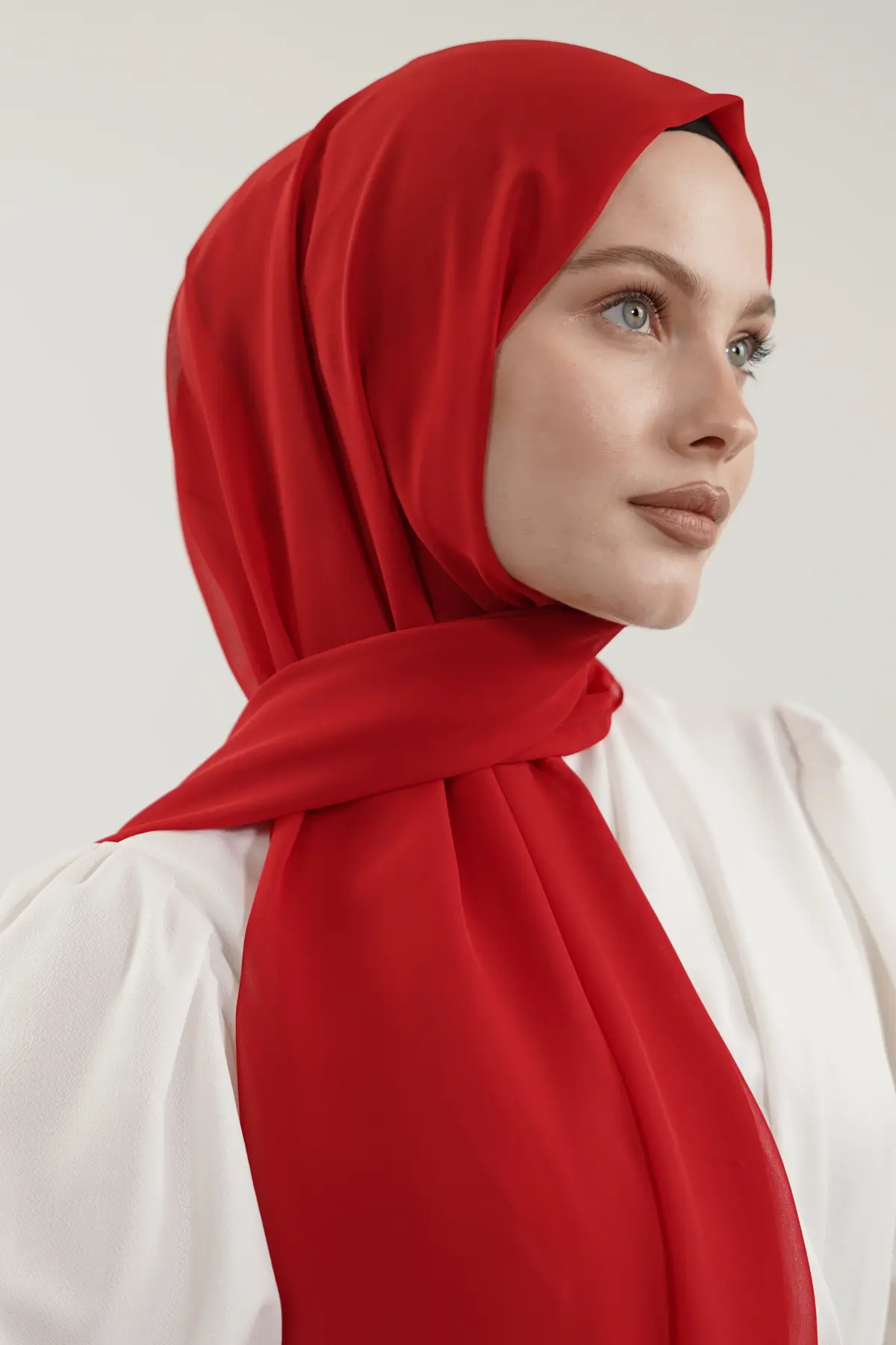 Chiffon Red Shawl-detail