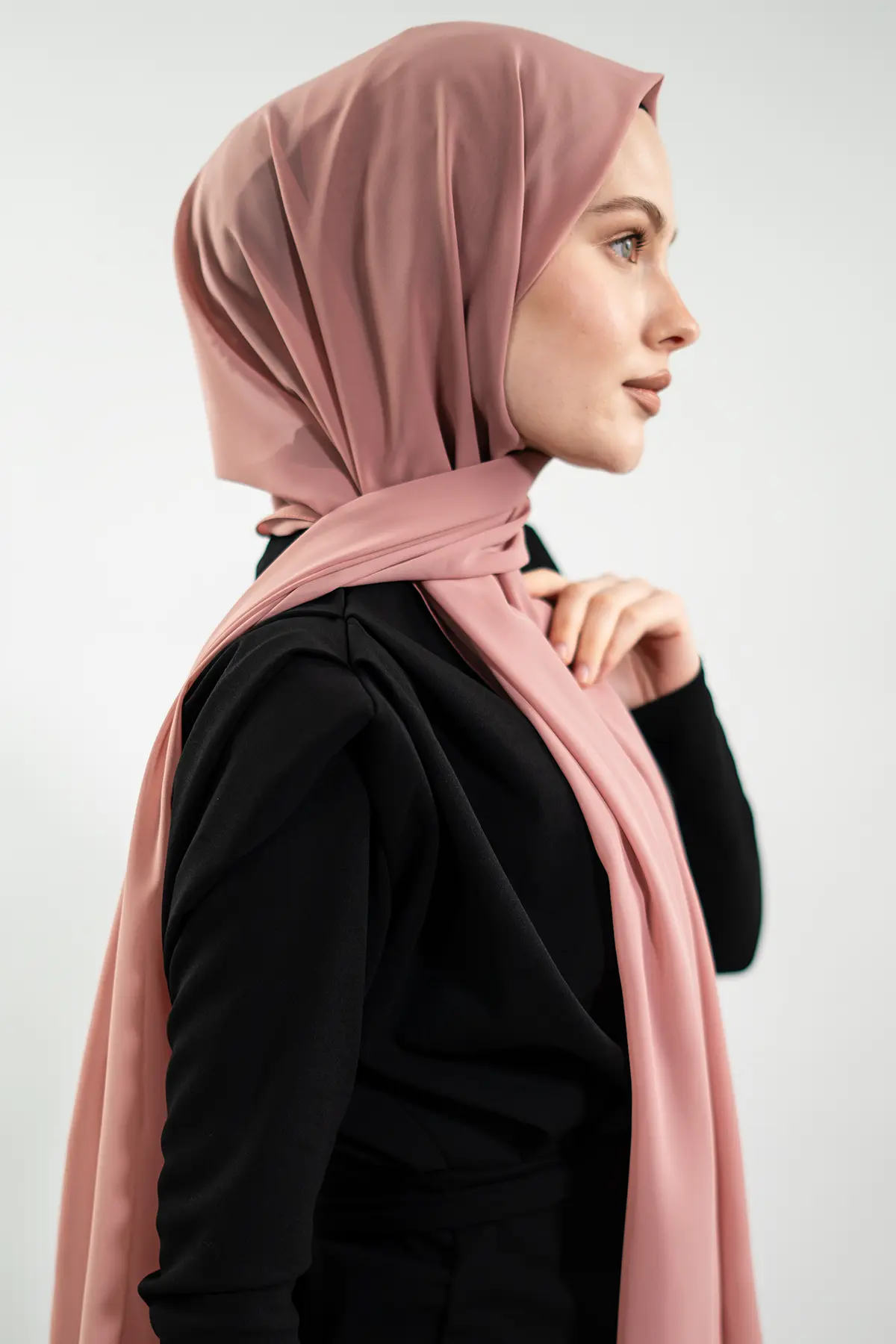 Chiffon Rose Color Shawl-detail