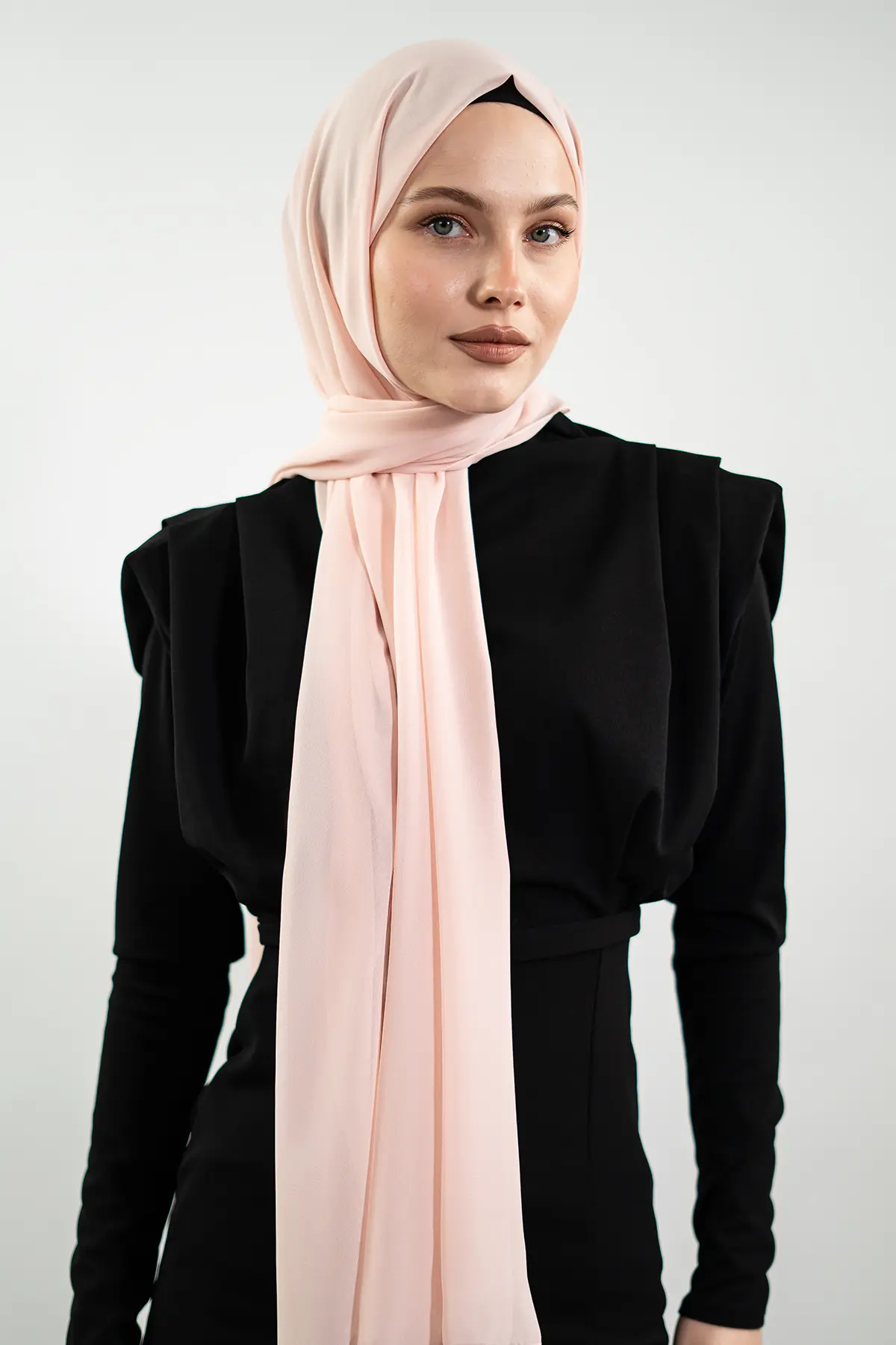 Chiffon Salmon Color Shawl-detail