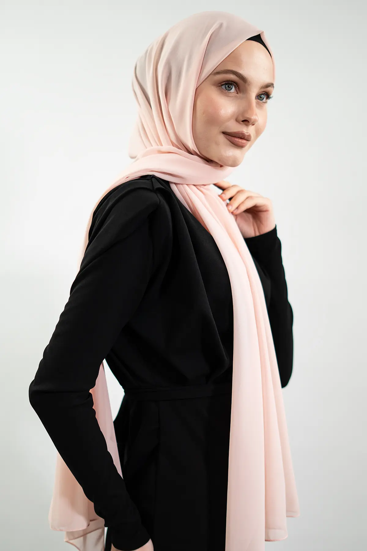 Chiffon Salmon Color Shawl-detail
