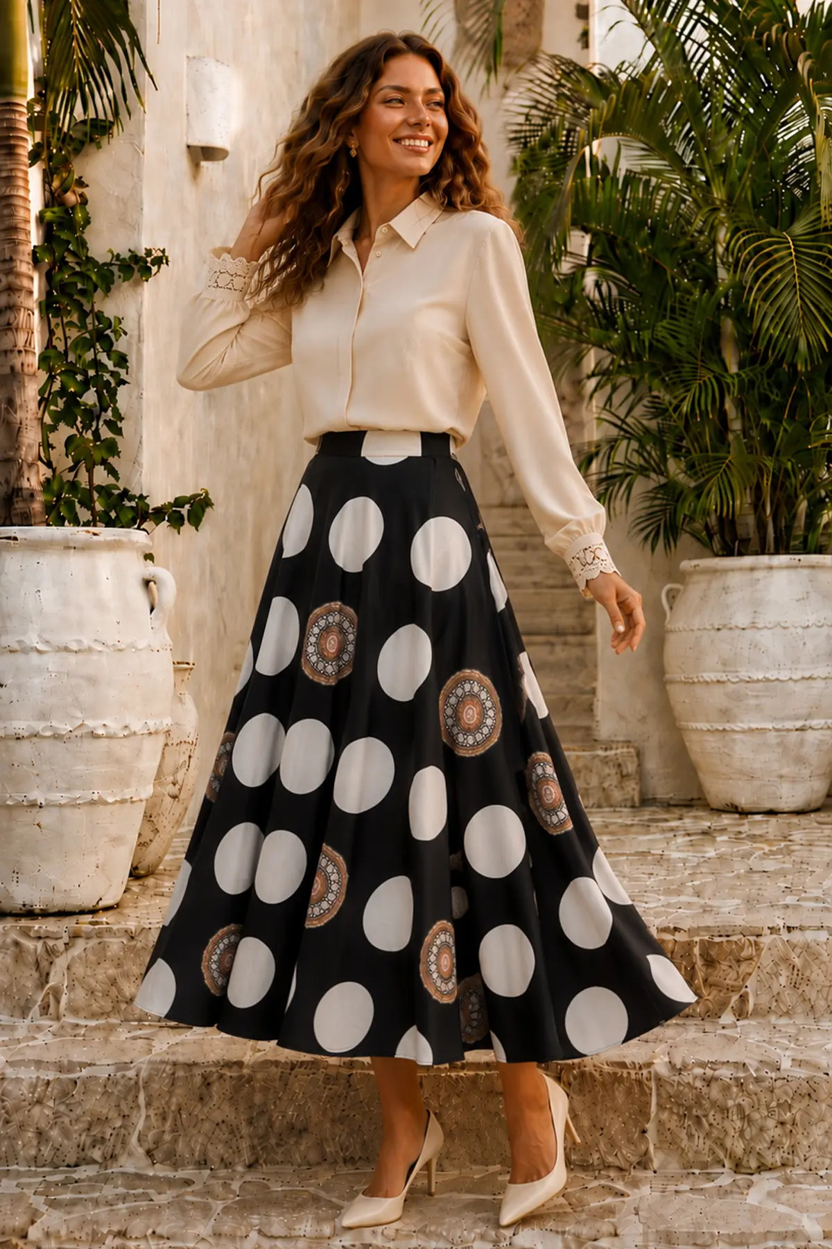 Chiffon Satin Skirt-detail
