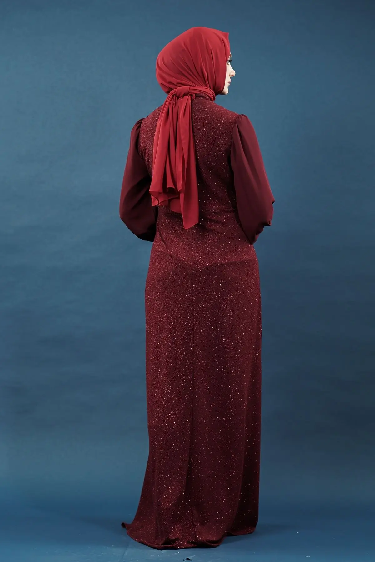 Claret Red Evening Dress-detail