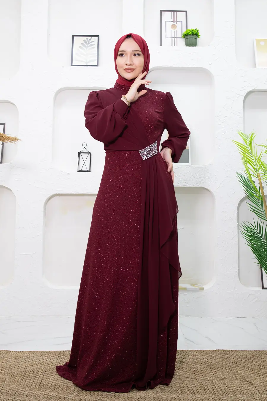 Claret Red Evening Dress