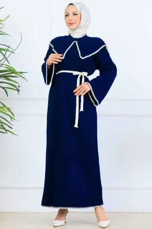 Collar Detailed Knit Dress