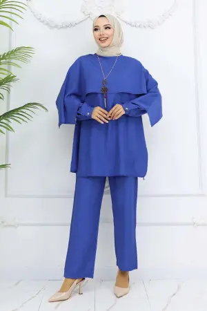 Collar Detailed Necklace Hijab Suit