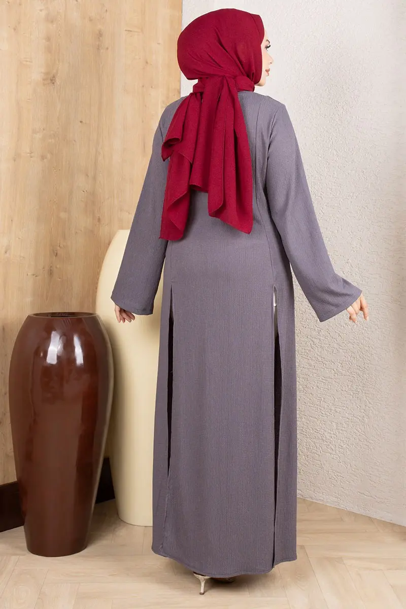 Crinkle Slit Tunic 0180 Grey-detail