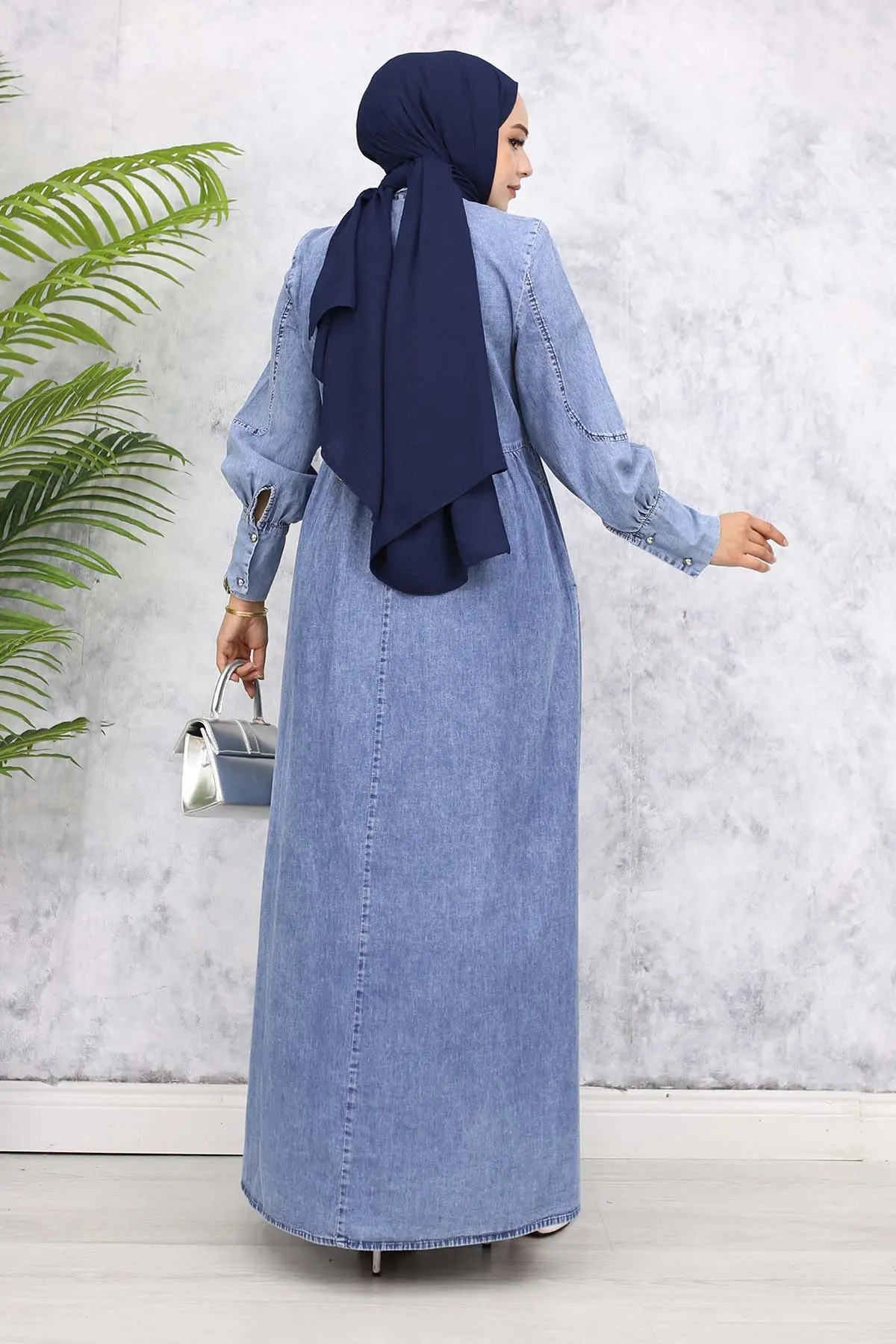 Denim Dress With Metal Buttons-detail