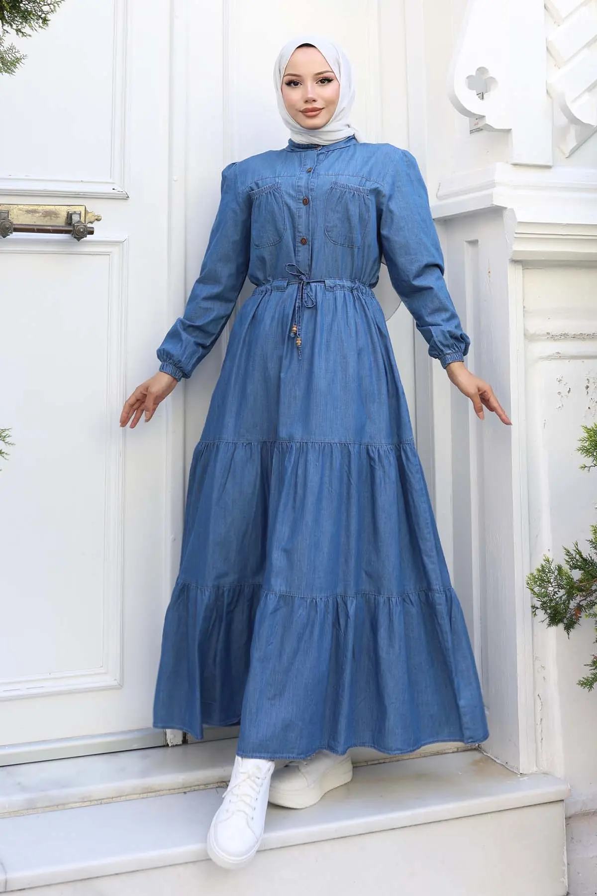 Denim Dress With Pocket Details