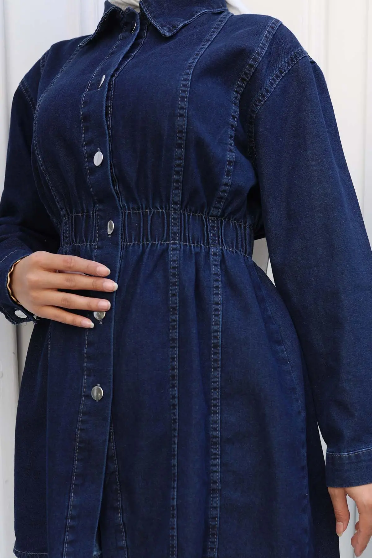 Denim Suit With Drawstring Waist-detail