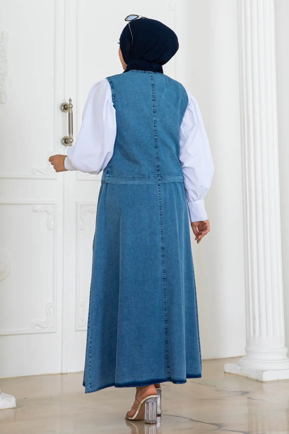 Denim Vest And Skirt Suit-detail