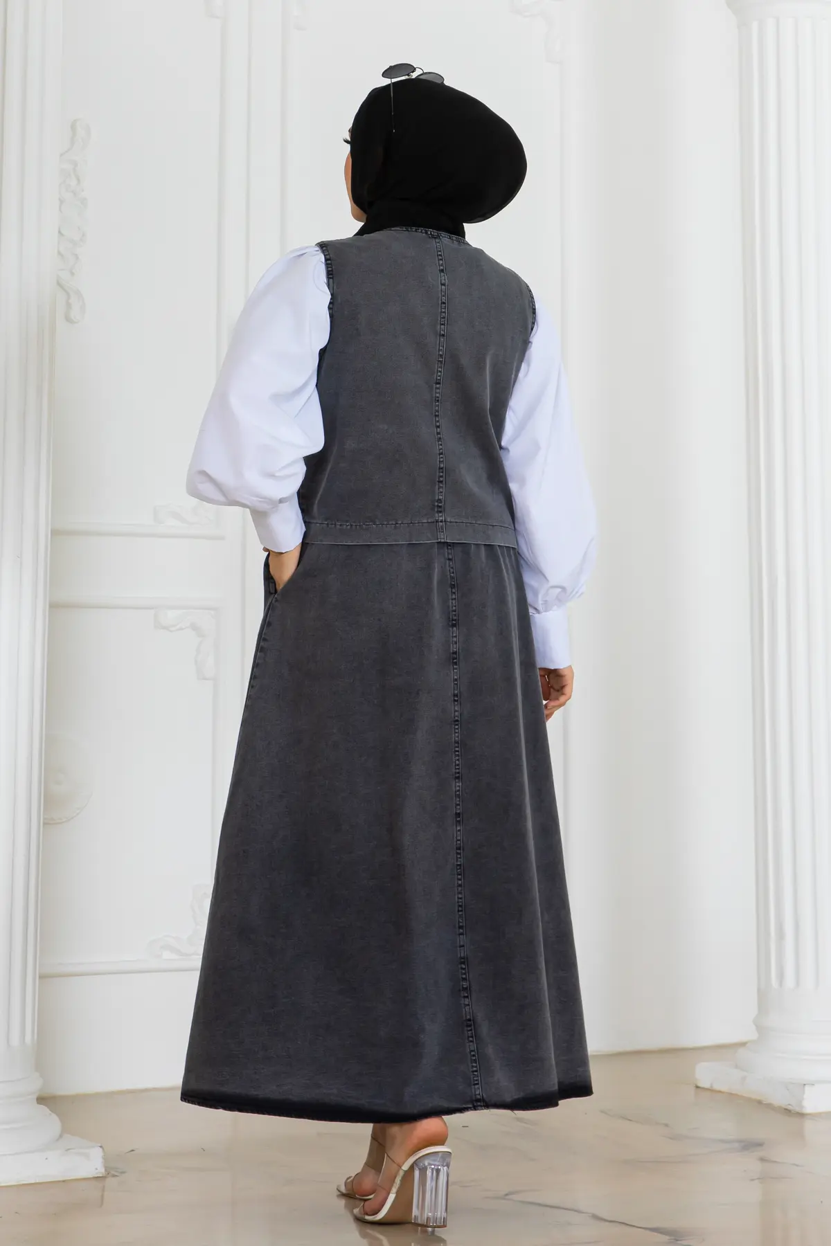 Denim Vest And Skirt Suit-detail