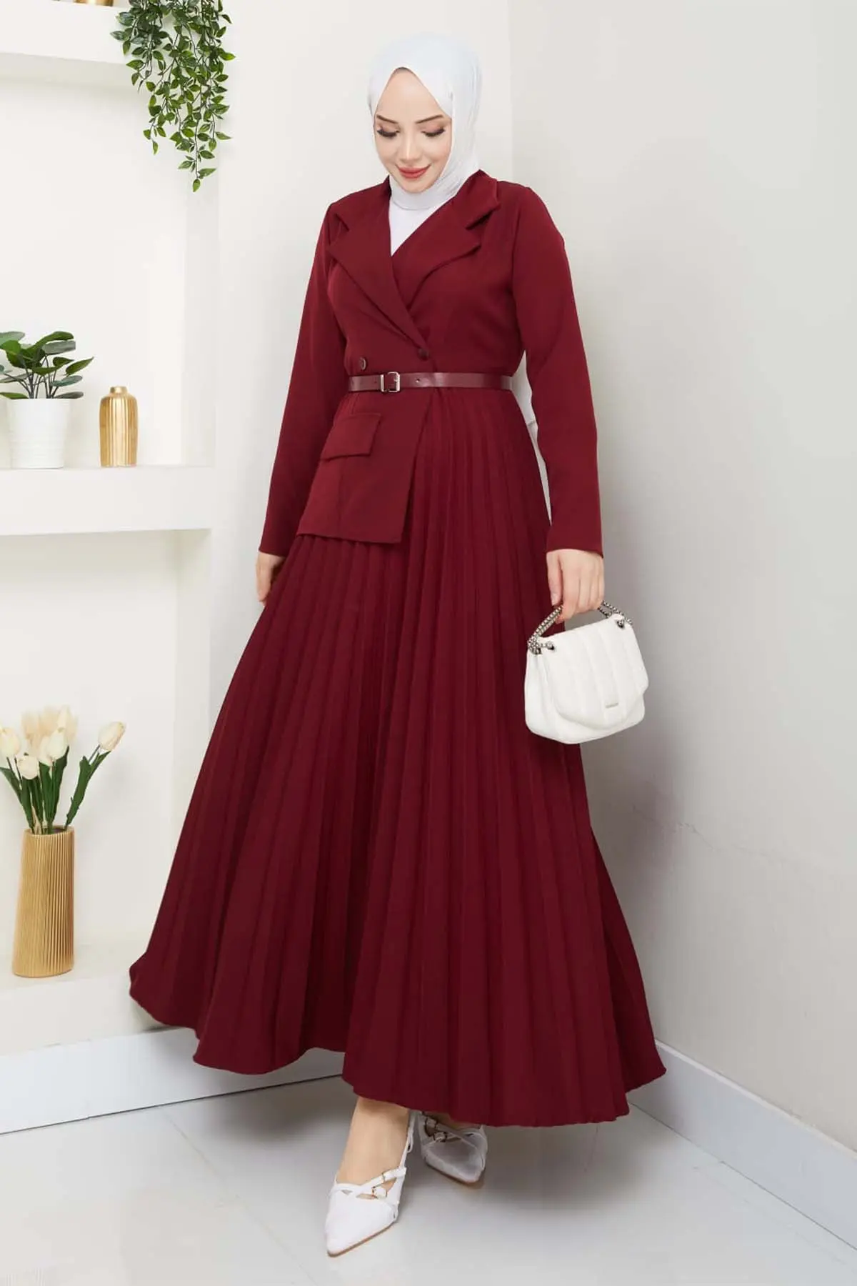 Double-breasted Pleated Dress-detail