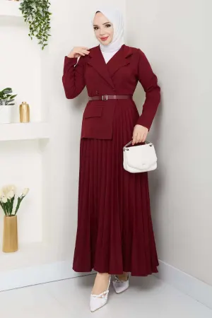 Double-breasted Pleated Dress