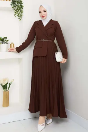 Double-breasted Pleated Dress