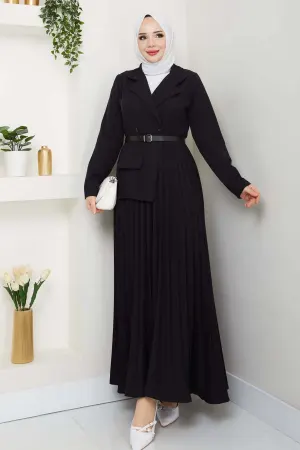 Double-breasted Pleated Dress