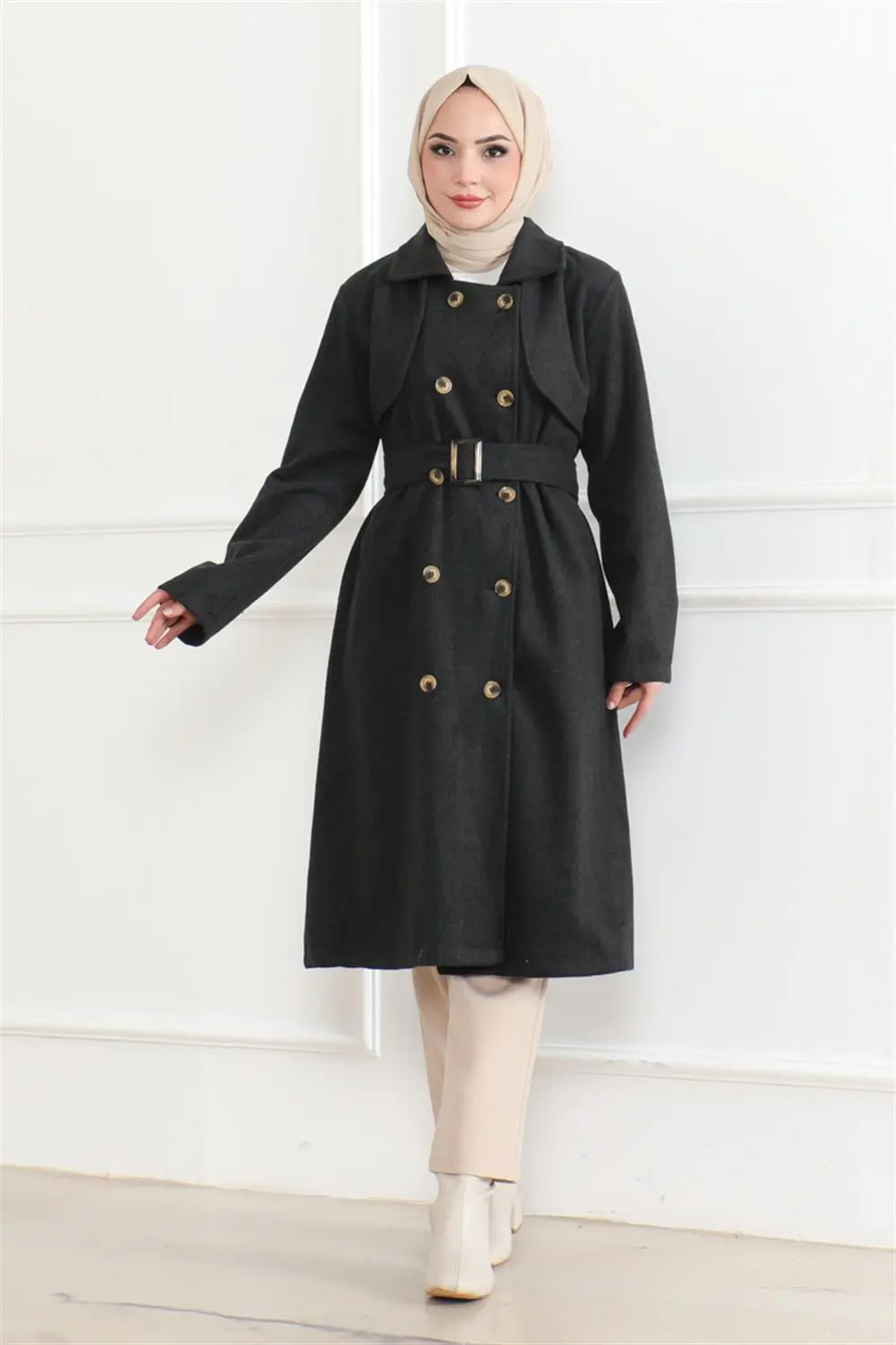 Double Breasted Stamped Coat-detail