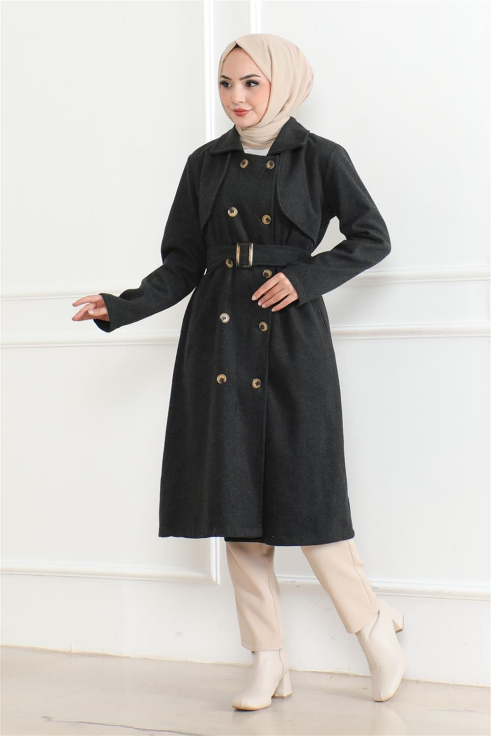 Double Breasted Stamped Coat