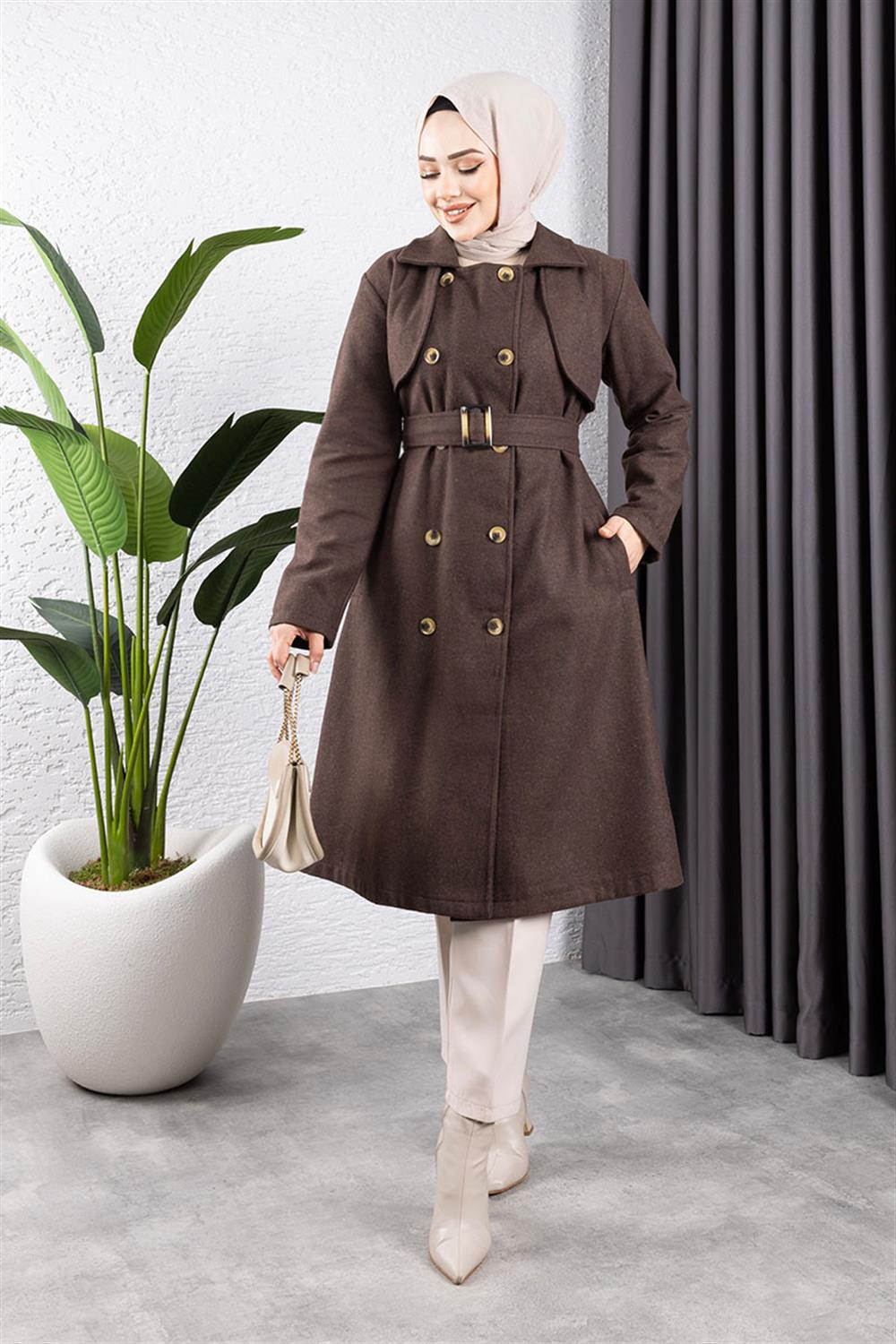 Double Breasted Stamped Coat