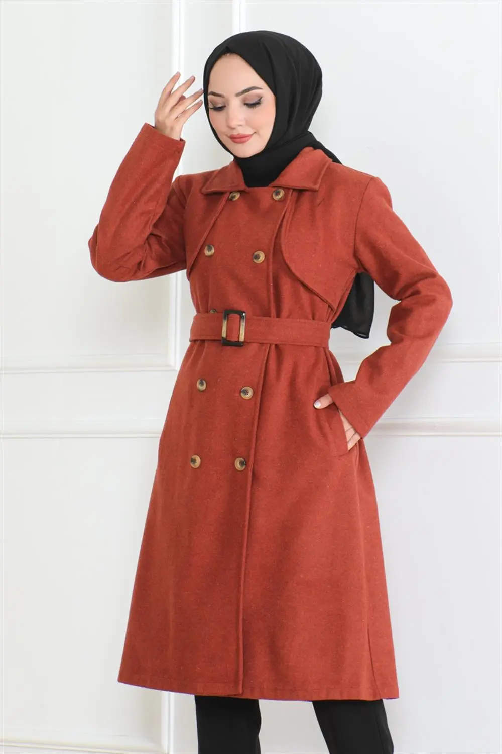 Double Breasted Stamped Coat-detail