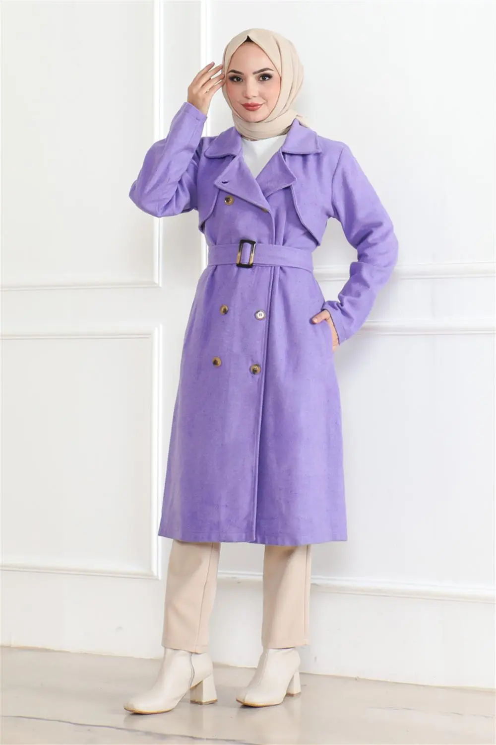 Double Breasted Stamped Coat-detail