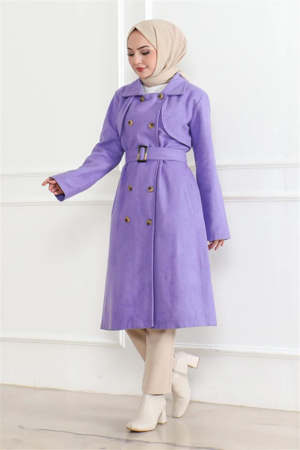 Double Breasted Stamped Coat-detail