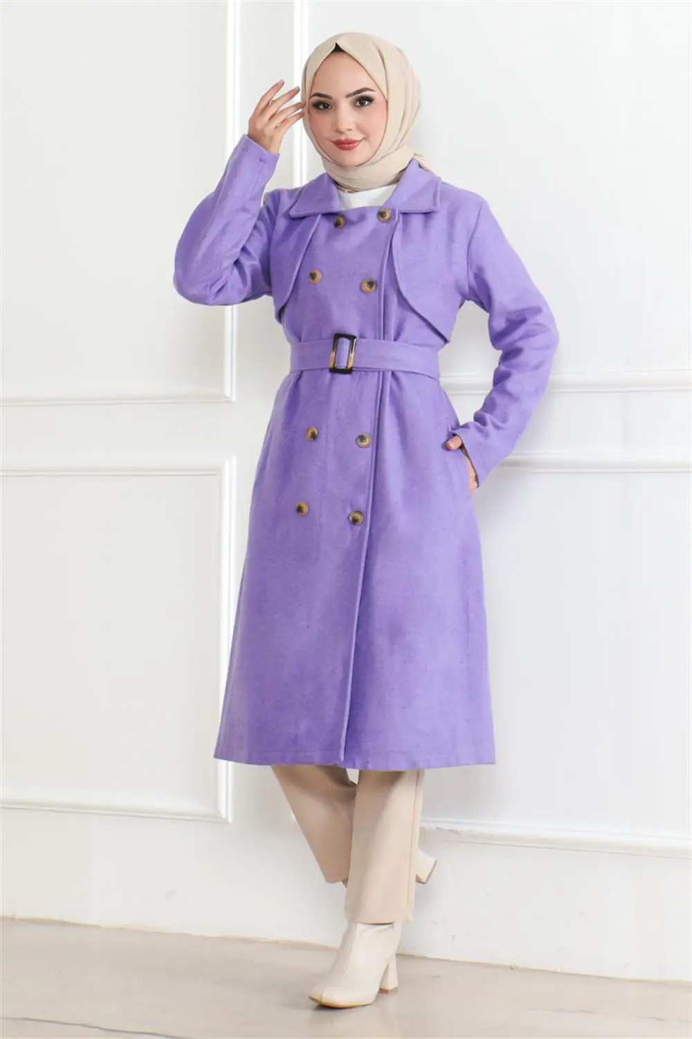 Double Breasted Stamped Coat-detail