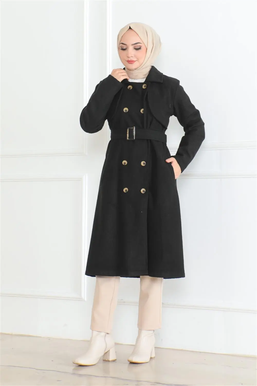 Double Breasted Stamped Coat-detail