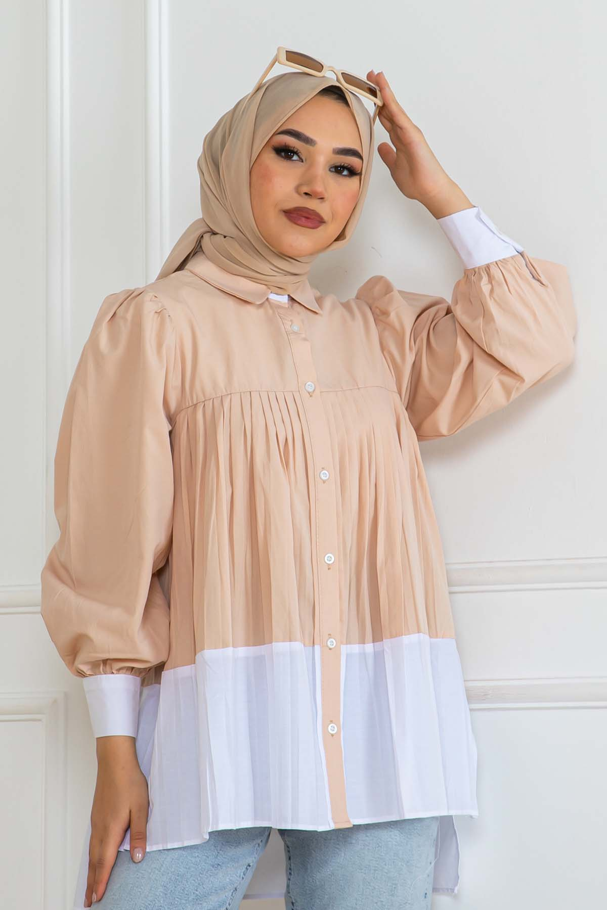 Double Color Pleated Shirt