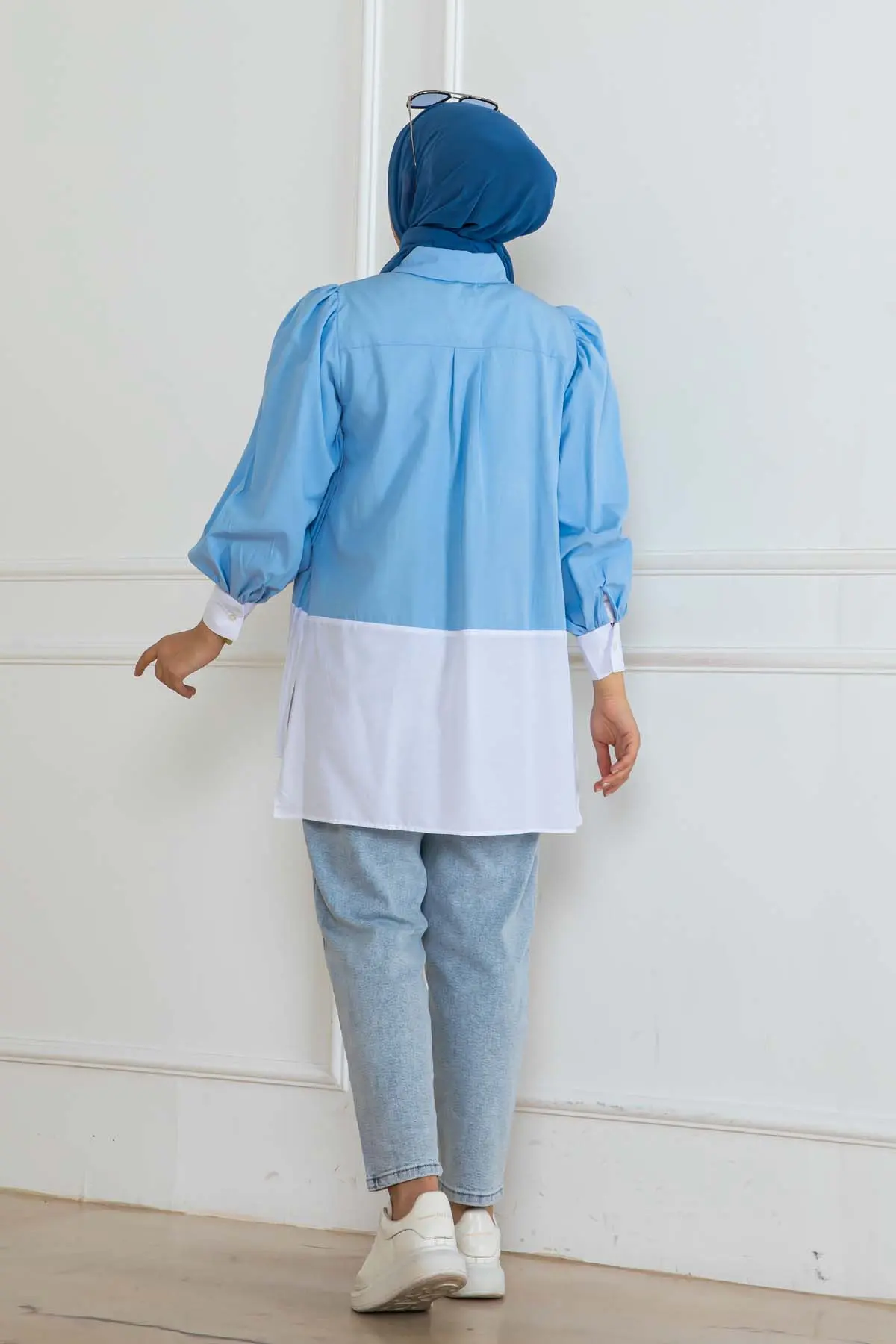 Double Color Pleated Shirt-detail