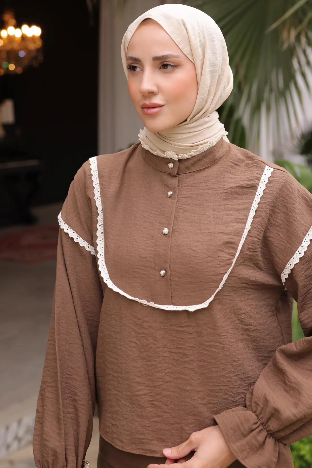 Double Suit With Knitted Collar-detail