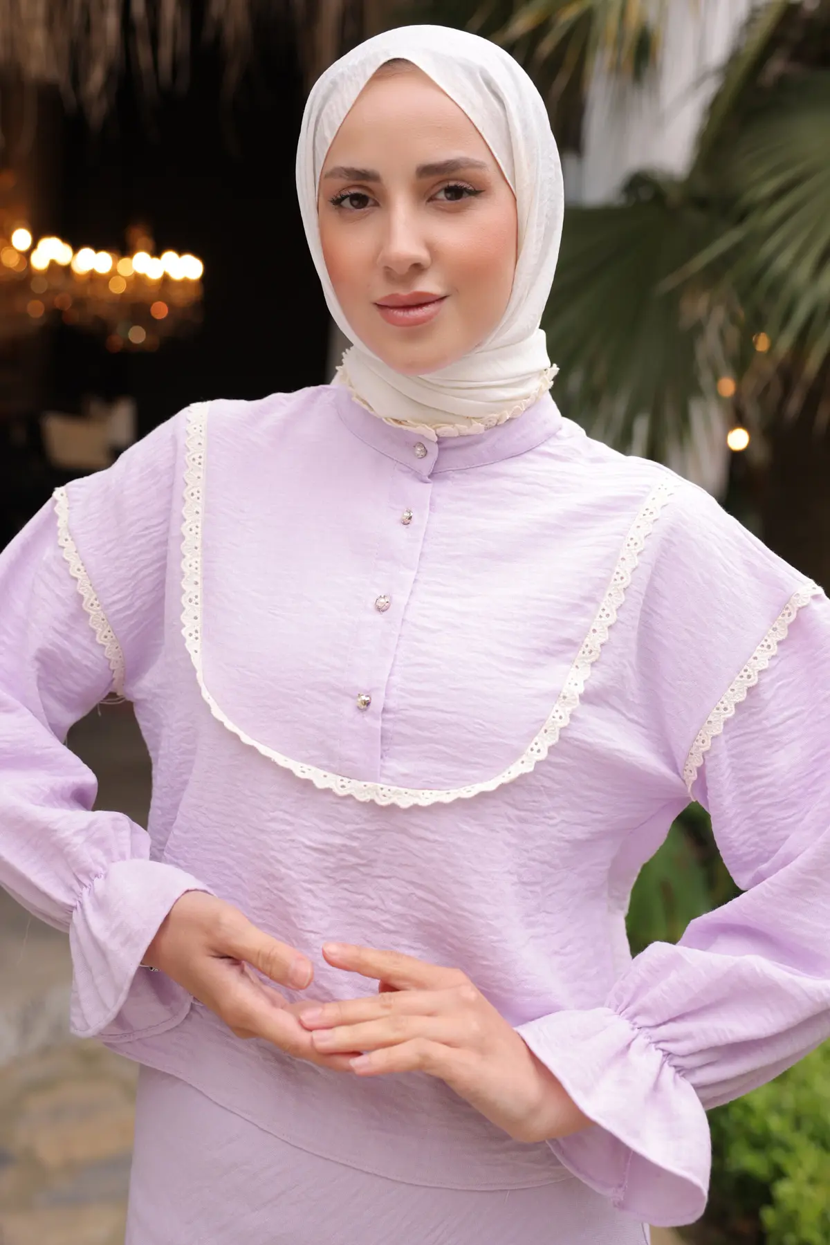 Double Suit With Knitted Collar-detail