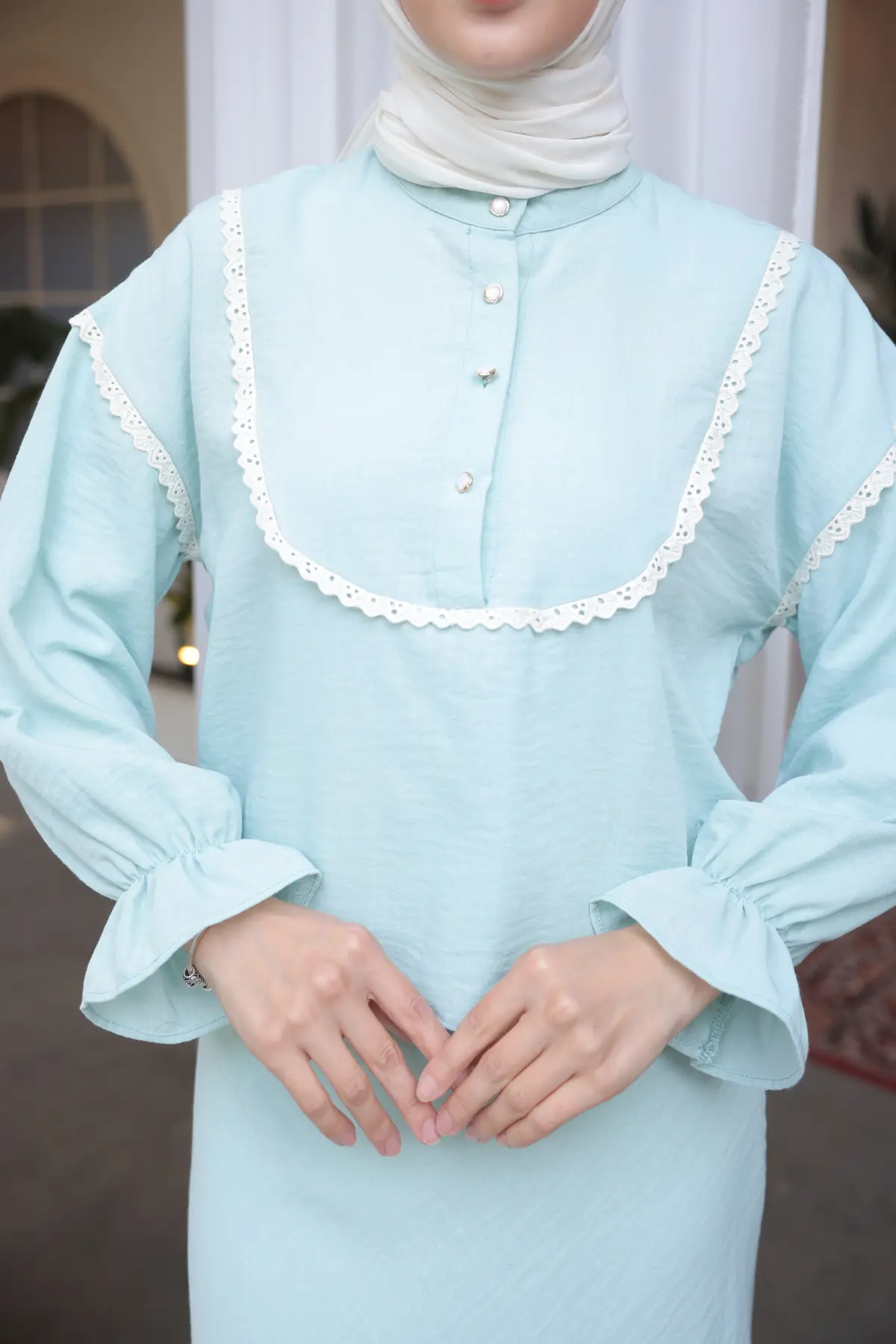 Double Suit With Knitted Collar-detail