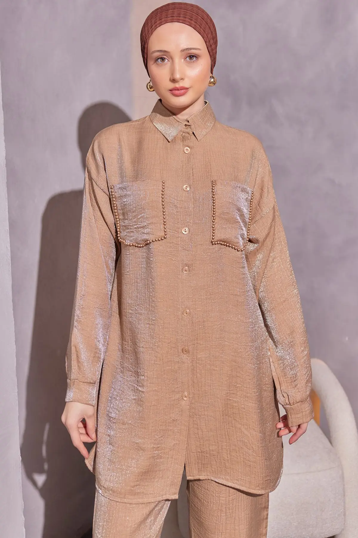 Double Suit With Pockets And Bead Detail-detail