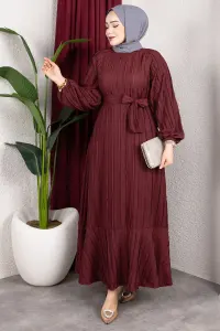Dress With Ruffled Skirt And Belt