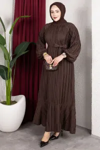 Dress With Ruffled Skirt And Belt