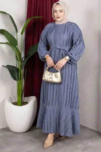 Dress With Ruffled Skirt And Belt