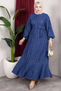 Dress With Ruffled Skirt And Belt