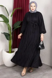 Dress With Ruffled Skirt And Belt