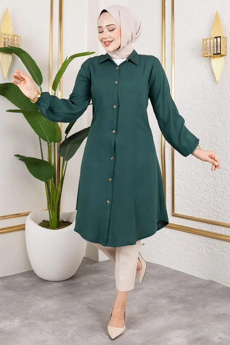 Elastic Cuff Viscose Tunic-detail