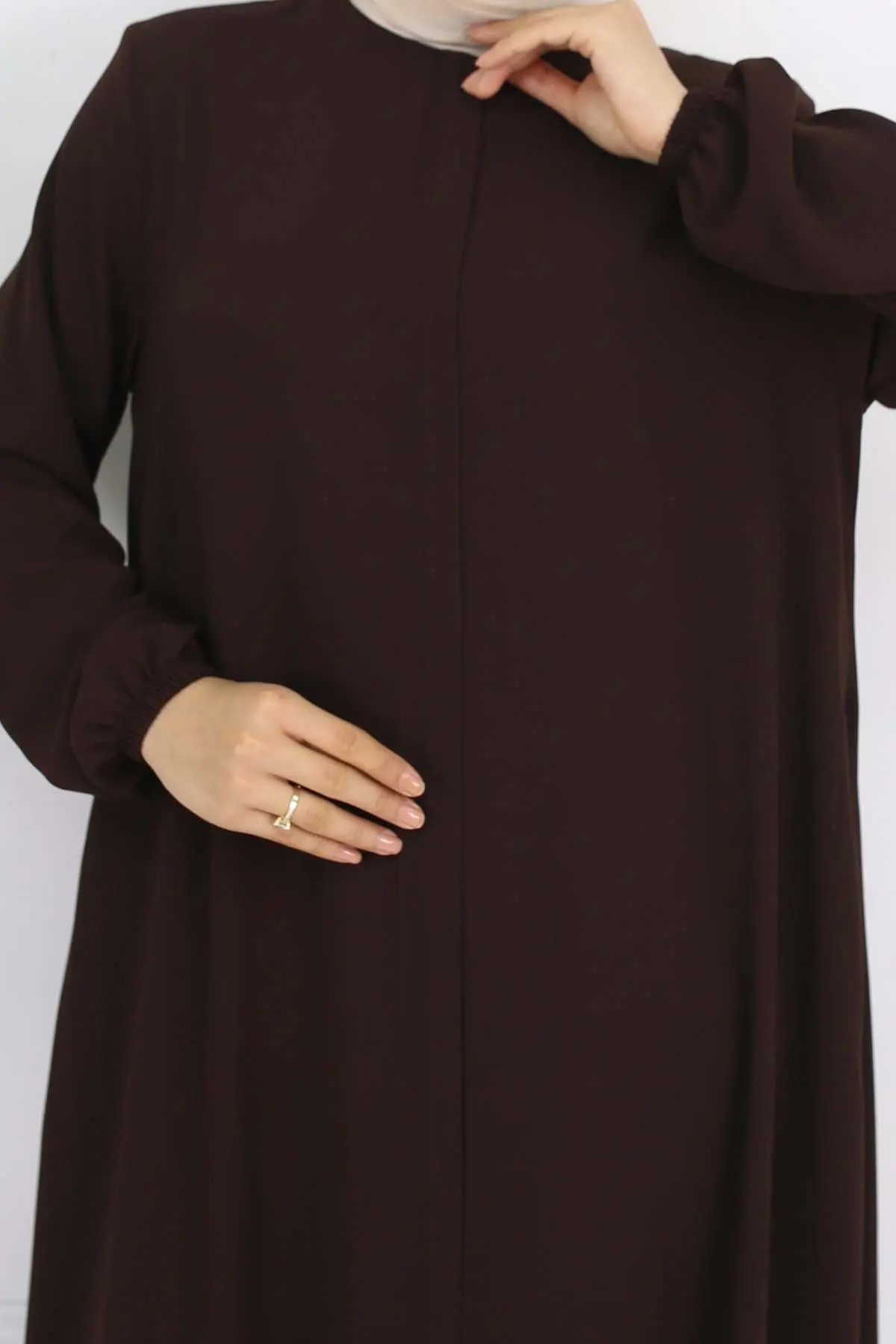 Elastic Sleeves Hidden Zipper Abaya-detail