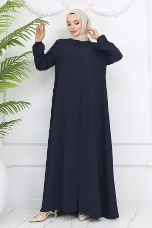 Elastic Sleeves Hidden Zipper Abaya