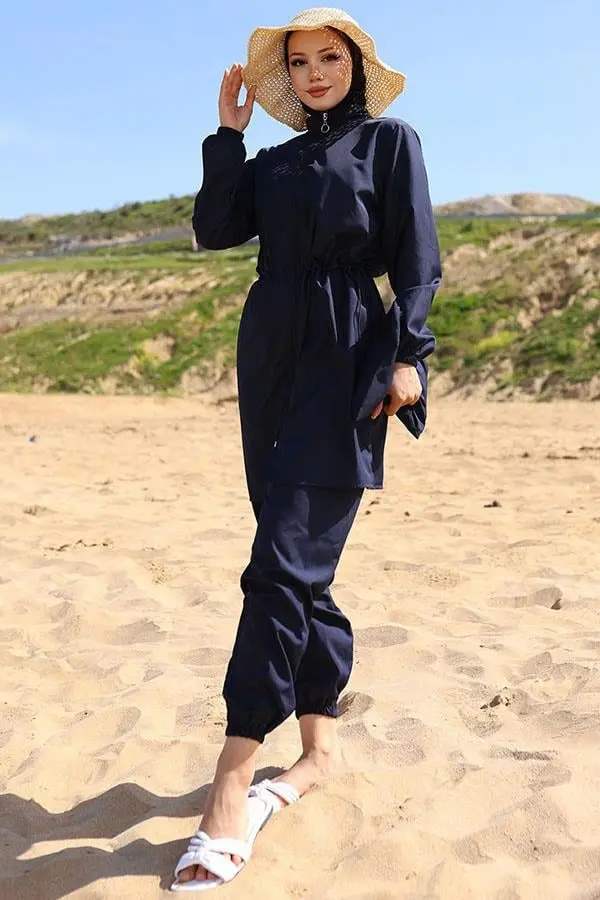 Elastic Waist Bag Modest Swimsuit-detail