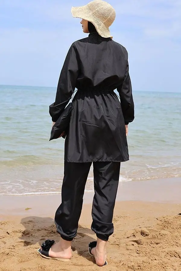 Elastic Waist Bag Modest Swimsuit-detail