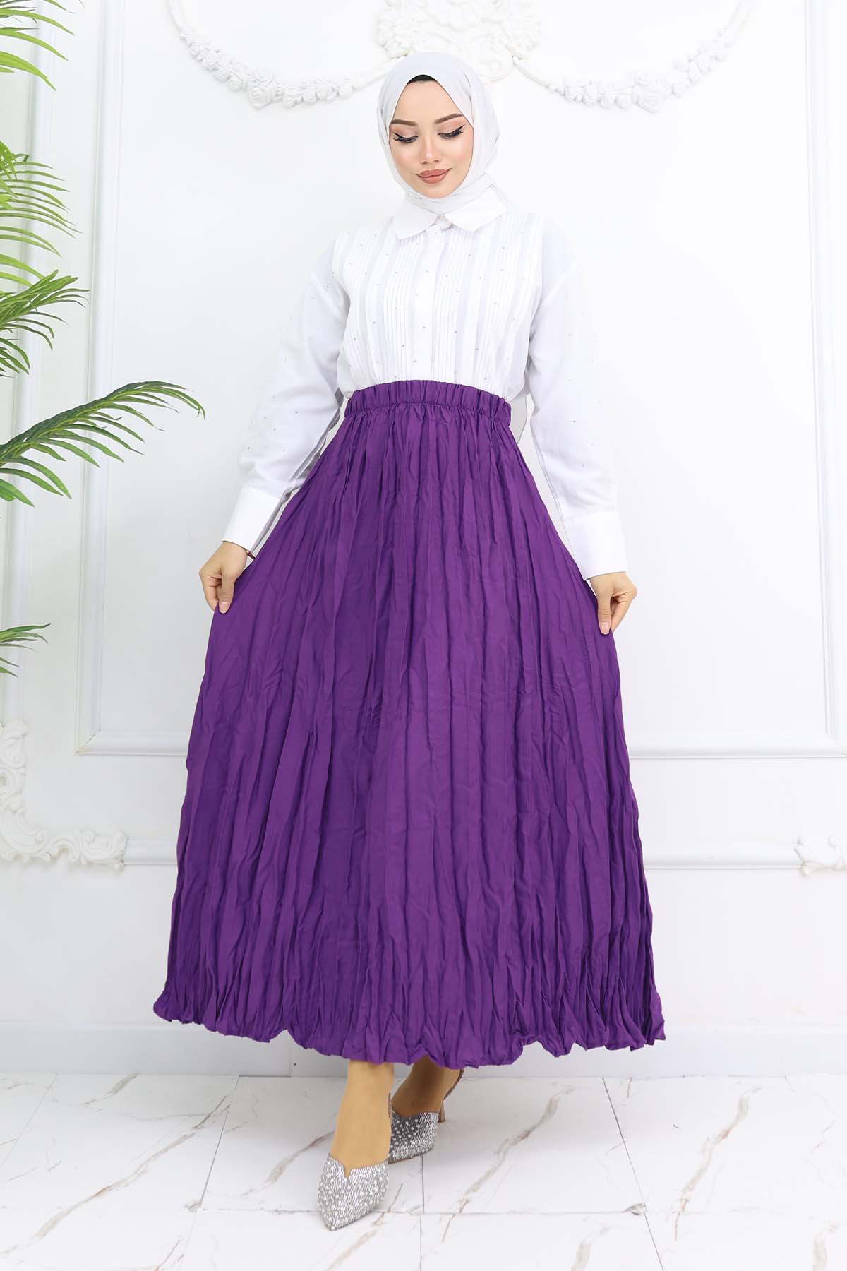 Elastic Waist Crinkle Skirt