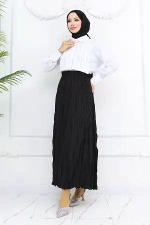 Elastic Waist Crinkle Skirt