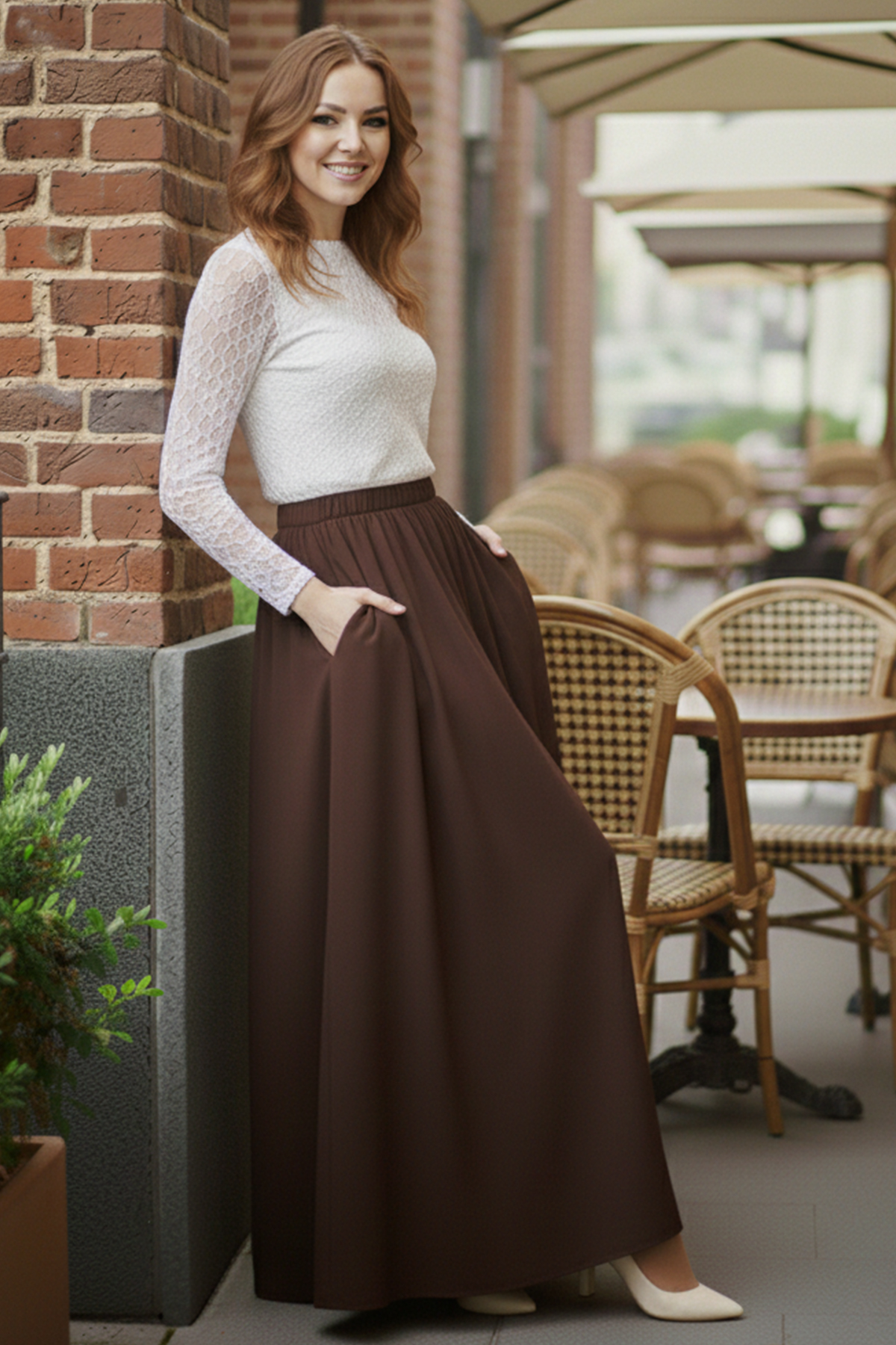 Elastic Waist Double Skirt